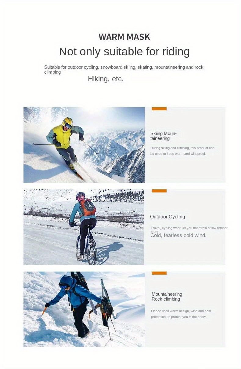 1 Pièce Chapeau Thermique D'hiver Pour Hommes Pour Le Cyclisme, Cagoule  Pour Moto, Écharpe De Sport Coupe-vent, Masque Facial En Velours, Chapeau  Pour La Marche/ski, Mode en ligne