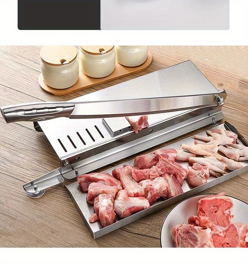 Miumaeov Manual Bone Meat Slicer with 14.17 inch Knife Stainless Steel Bone Cutter Machine Rib Fish Chicken Beef Cutting Machine for Home Cooking and