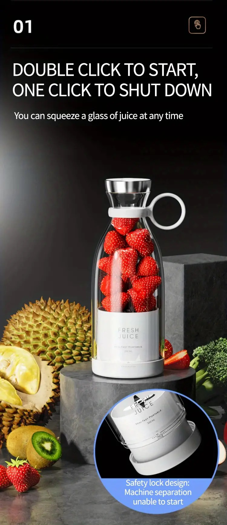 Portable Fruit Blender Cup, 304 Stainless Steel Blade Blender Portable  Smoothie Juice Juicer Wireless Charging Mini Electric Household - Temu