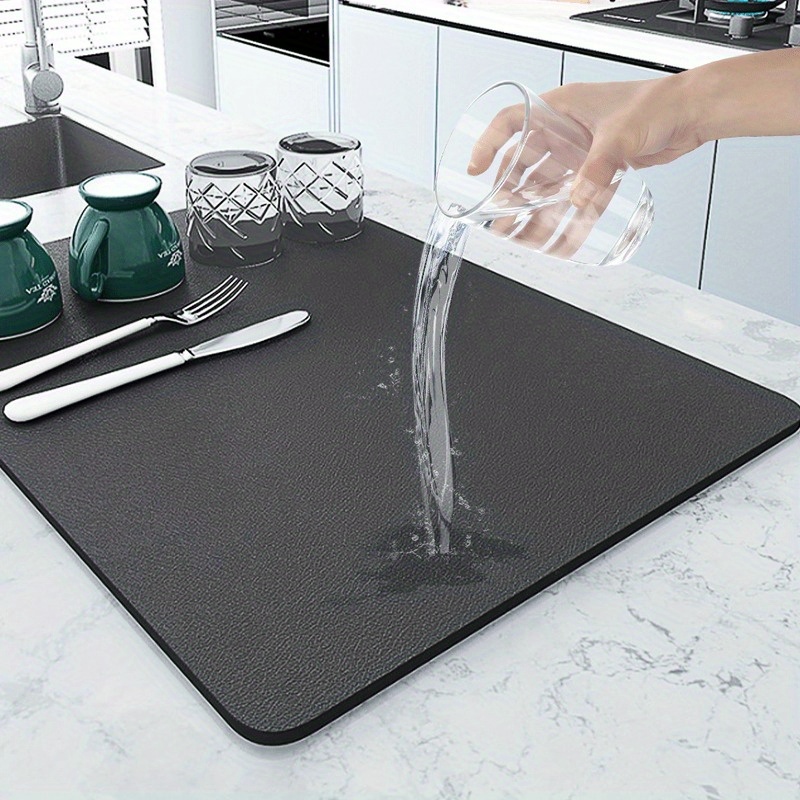 Dish Drying Mat, Kitchen Rubber Countertop Absorbent Pad