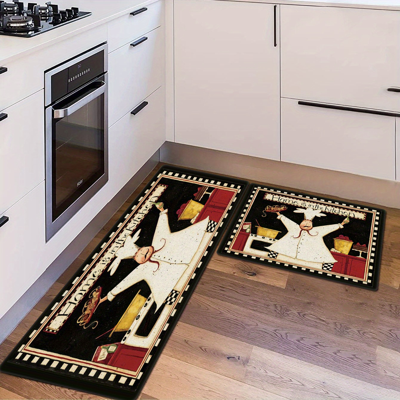 Chef Kitchen Rugs and Mats Chef Mats for Kitchen Floor Non Slip Kitchen Rug  Mat Set of 2 Fat Chef Kitchen Decor