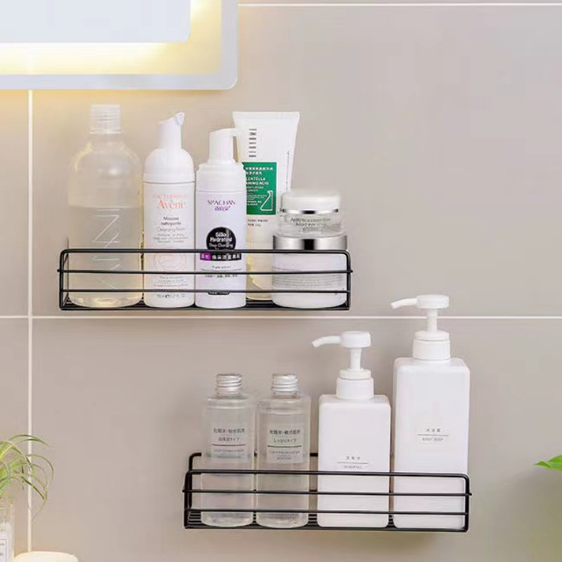 Acrylic Shower Caddy Shelf, Traceless Adhesive Wall Mounted, Floating  Acrylic Bathroom Shelves with Hooks for Razor