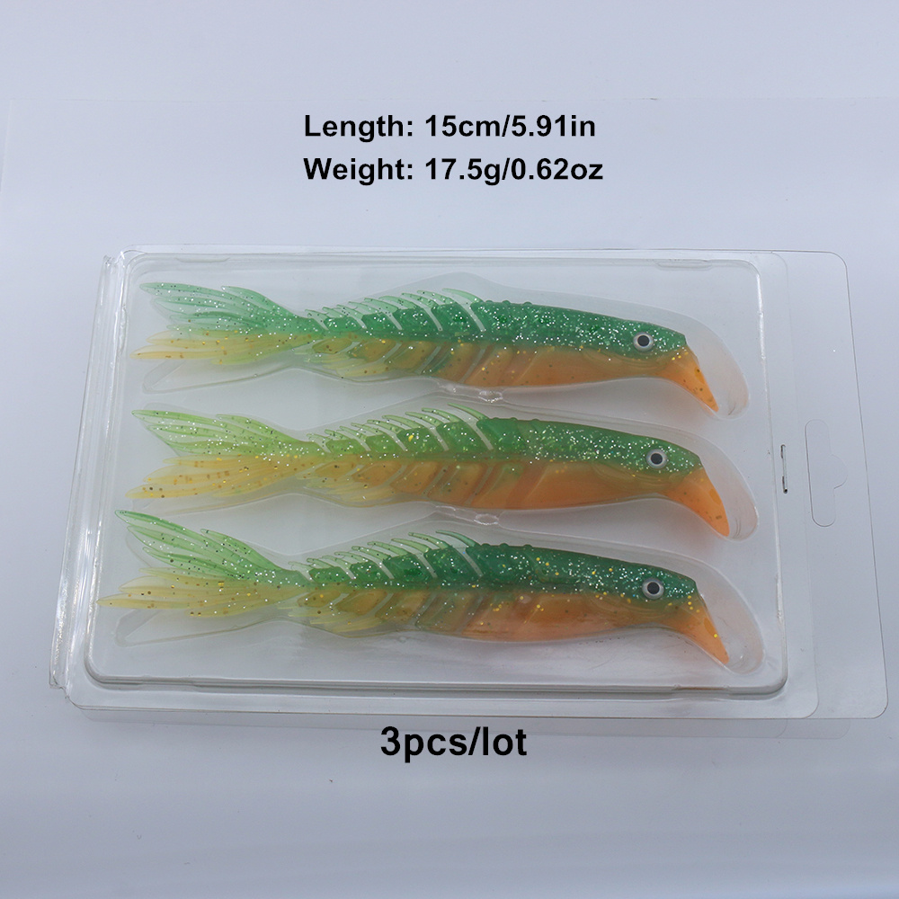 10 Pcs Fishing Baits Fake Artificial Lure Green Soft Plastic