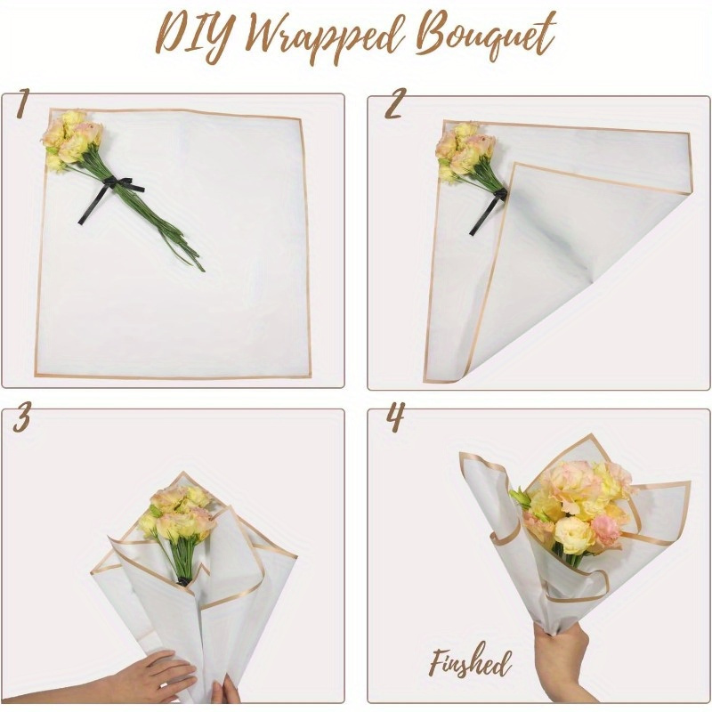 Golden Edge Flower Wrapping Paper Florist Bouquet Diy Craft - Temu