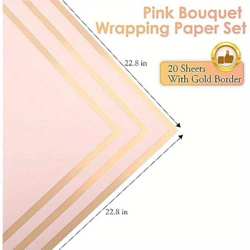 20 Sheets, Pink Color Flower Wrapping Paper Gold Edge Waterproof Florist  Bouquet Supplies Flower Paper For Bouquets DIY Crafts Packaging, Wrapping  Pap