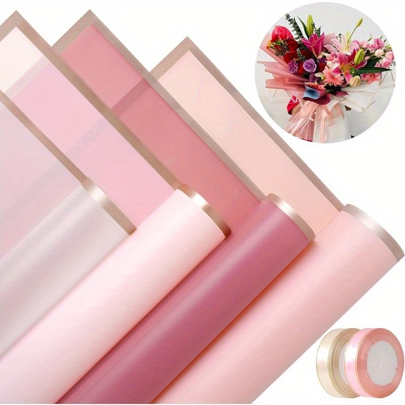 Color Flower Wrapping Paper Gold Edge Waterproof - Temu