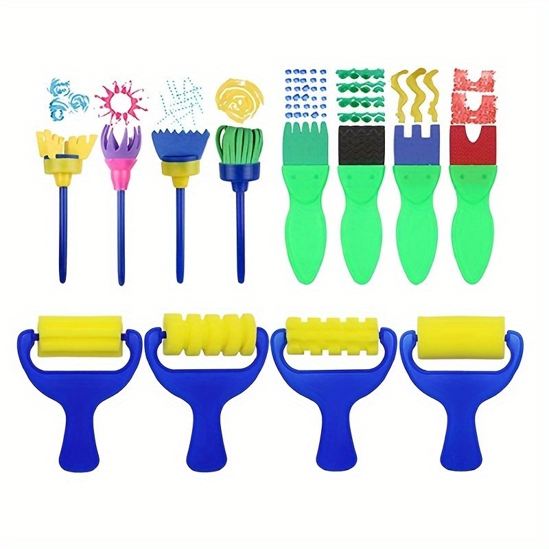  48 Pieces Round Sponges Brush Set, Round Sponge Brushes for  Painting, Wooden Handle Foam Brush Sponge Painting Tools for Kids Painting  Crafts