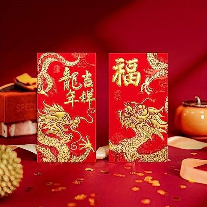 Lucky Red Envelopes Packets 2024 Chinese New Year Money - Temu
