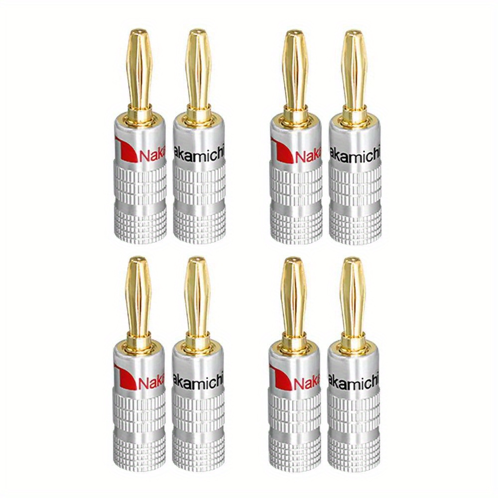 8X B1 4mm Fiche Banane Plug Audio Jack Connecteur 24 K Plaqué OR