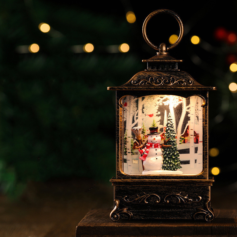 Vintage Christmas Led Lantern Battery Operated Santa Claus Snowman
