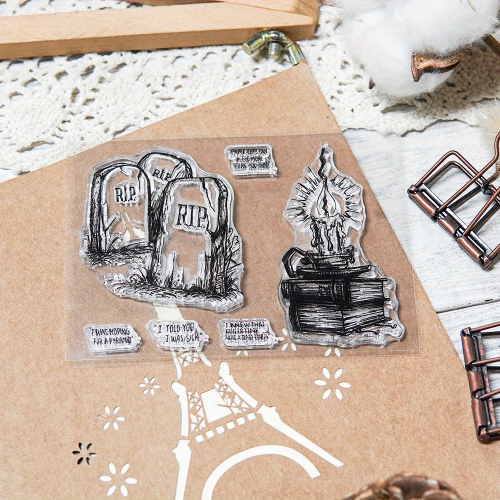 Happy Halloween Clear Stamps Sets Card Making ： Rip / Stone Steles On  Halloween Night / A Burning Candle Clear Stamps For Diy Craft Art Handmade  Gift Blessing Birthday Thanks Card Halloween Card - Temu