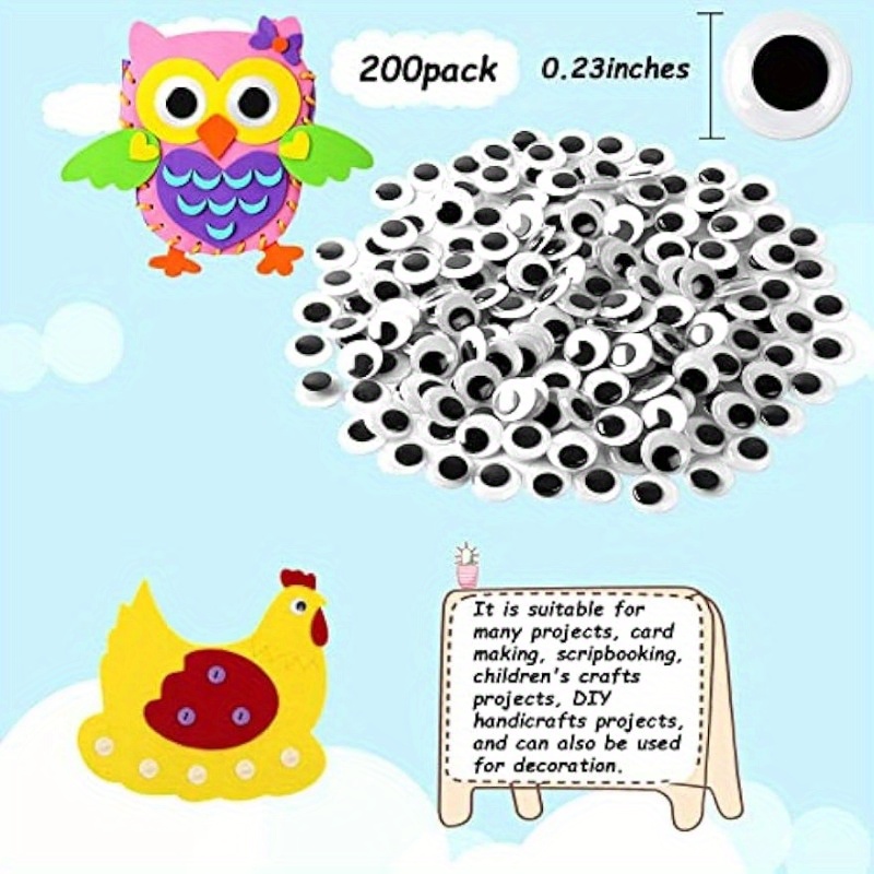 100PCS 12mm Self Adhesive Dragon Animal Eye Googly Wiggle Eyes for DIY  Craft Sticker Children School Classroom Arts Crafts Decoration