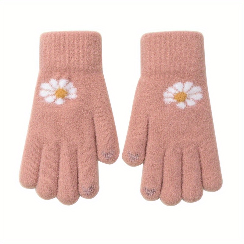 Full Finger Knitting Gloves For Women & Girls, Windproof Thick Gloves,  Winter Outdoor Cycling Driving Gloves - Temu