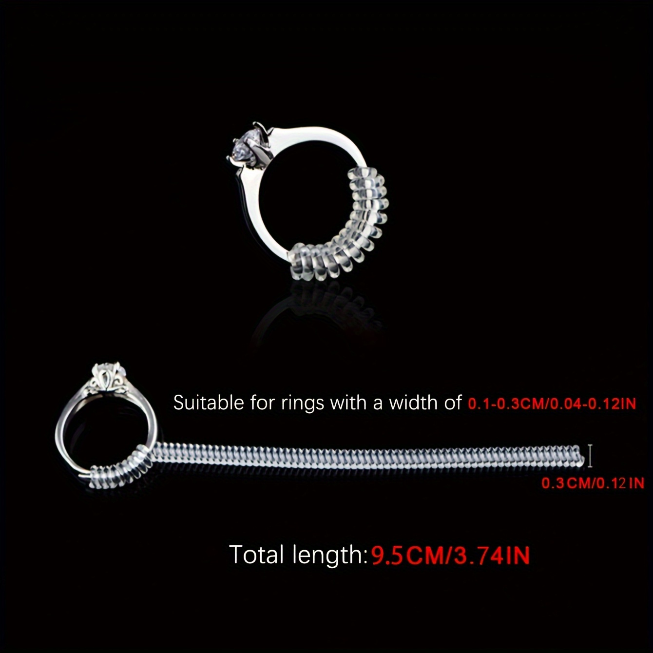 4Pcs Ring Size Adjusters for Loose Rings, 4Sizes Fitter, Spiral Silicone  Tightener Set Fit Almost Any Size Rings