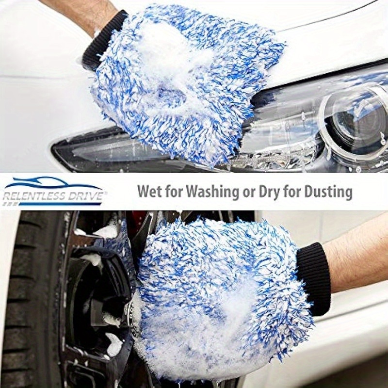 Relentless Drive Car Wash Mitt & Works as Car Wash Sponge, Chenille  Microfiber Wash Mitt Scratch Free, Ultra Absorbent Microfiber Mitt for  Cars