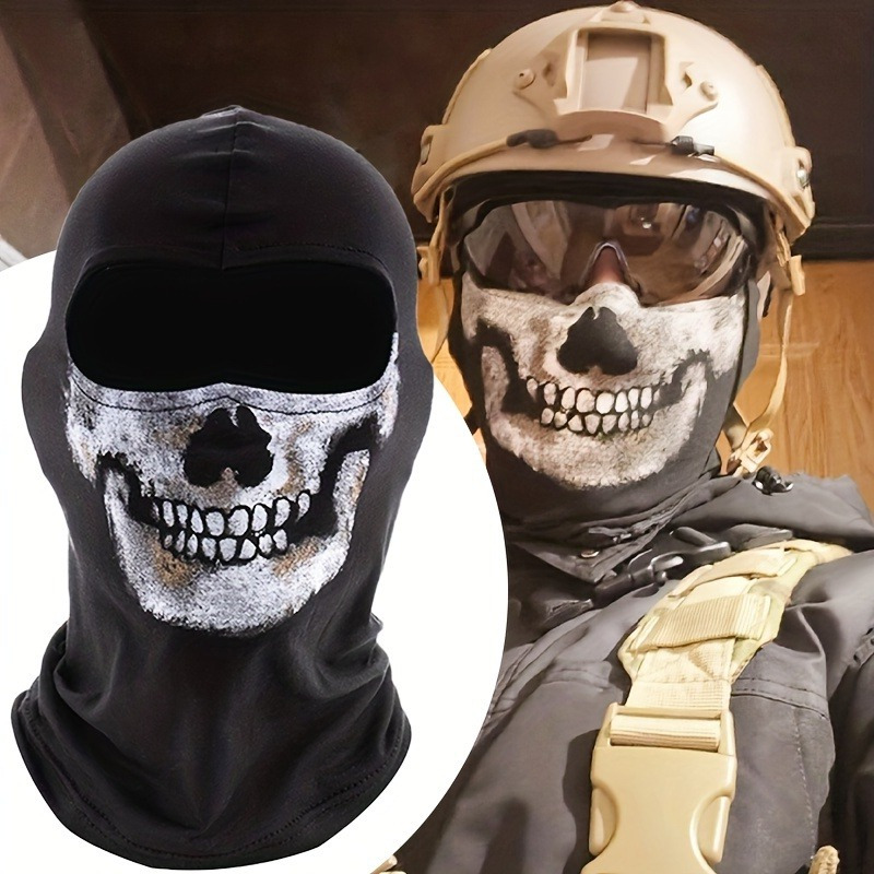  Pasamontañas de calavera espeluznante, máscara táctica con  capucha, máscara de esqueleto fantasma anti-UV, bufanda para motocicleta,  ciclismo, color negro, Negro - : Ropa, Zapatos y Joyería