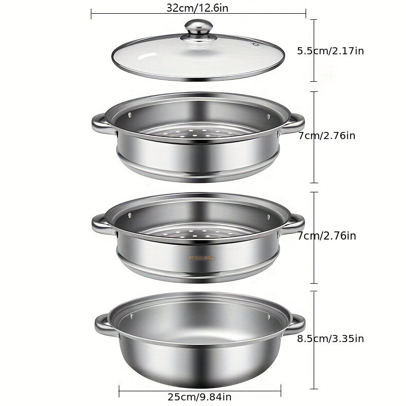 Stainless Steel Cookware, 3 Tier Steamer Steaming Pot Set, Stainless Steel  Stockpot Multifunction Super Thick Cookware Pot, Cookware, Kitchenware,  Kitchen Accessories Kitchen Stuff Small Kitchen Appliance - Temu