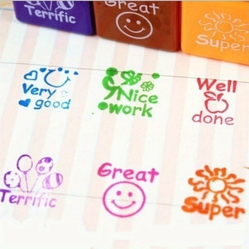 6pcs/set Teachers Stampers Self Inking Praise Reward Stamps