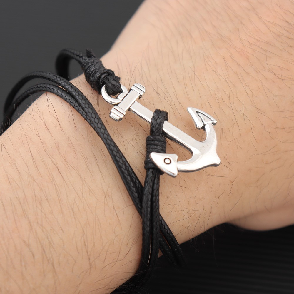 Fashion Men Bracelet Adjustable Nautical Rope Hook Anchor - Temu