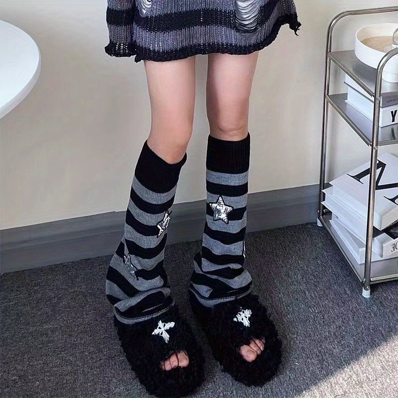 1pair Women's Knitted Over Knee Long Leg Warmers For Y2K Look