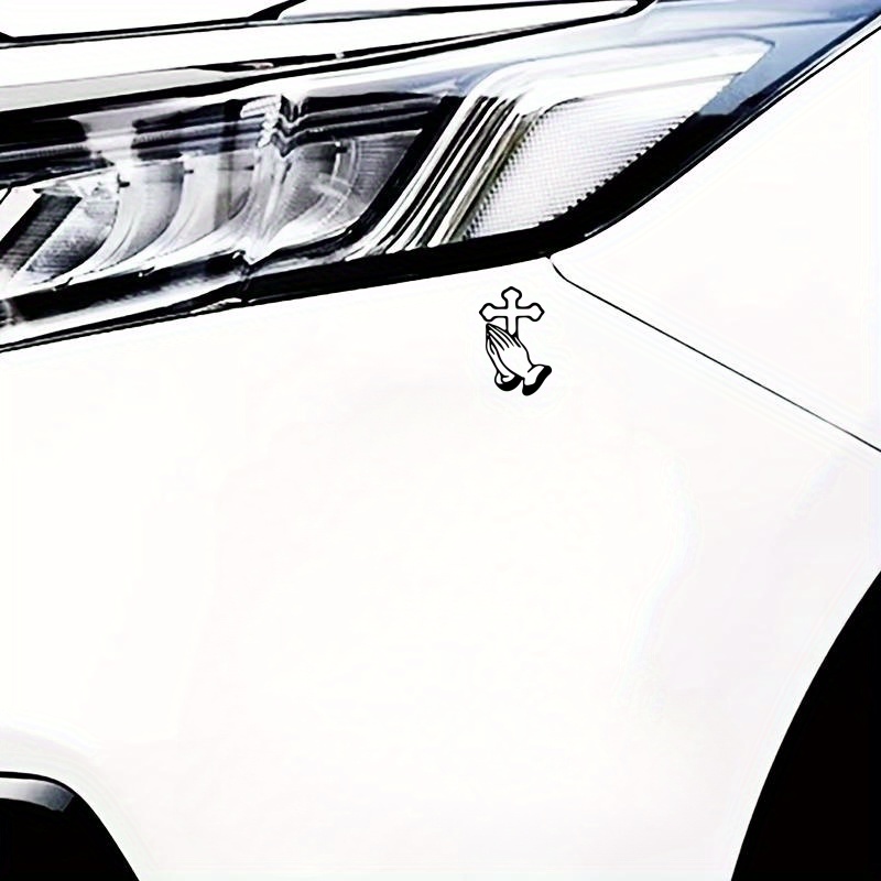 Cross Praying Hands Christian Car Sticker Fashion Waterproof - Temu