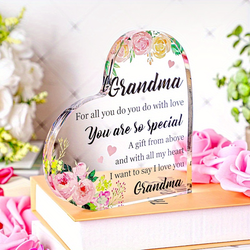 Acrylic Ornament Grandma Birthday Gifts Floral Theme Heart - Temu