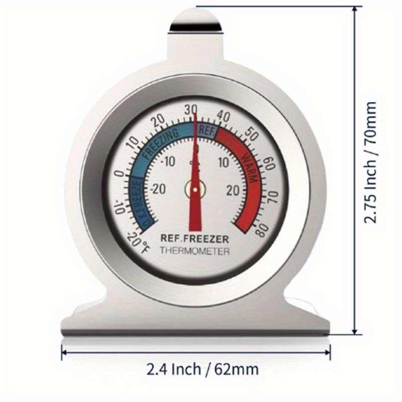 Kitchen Refrigerator Classic Thermometer With Red Indicator Large Dial For  Fridge Cooler (-30-30 Celsius/-20-80 Fahrenheit, 1pc Silver)