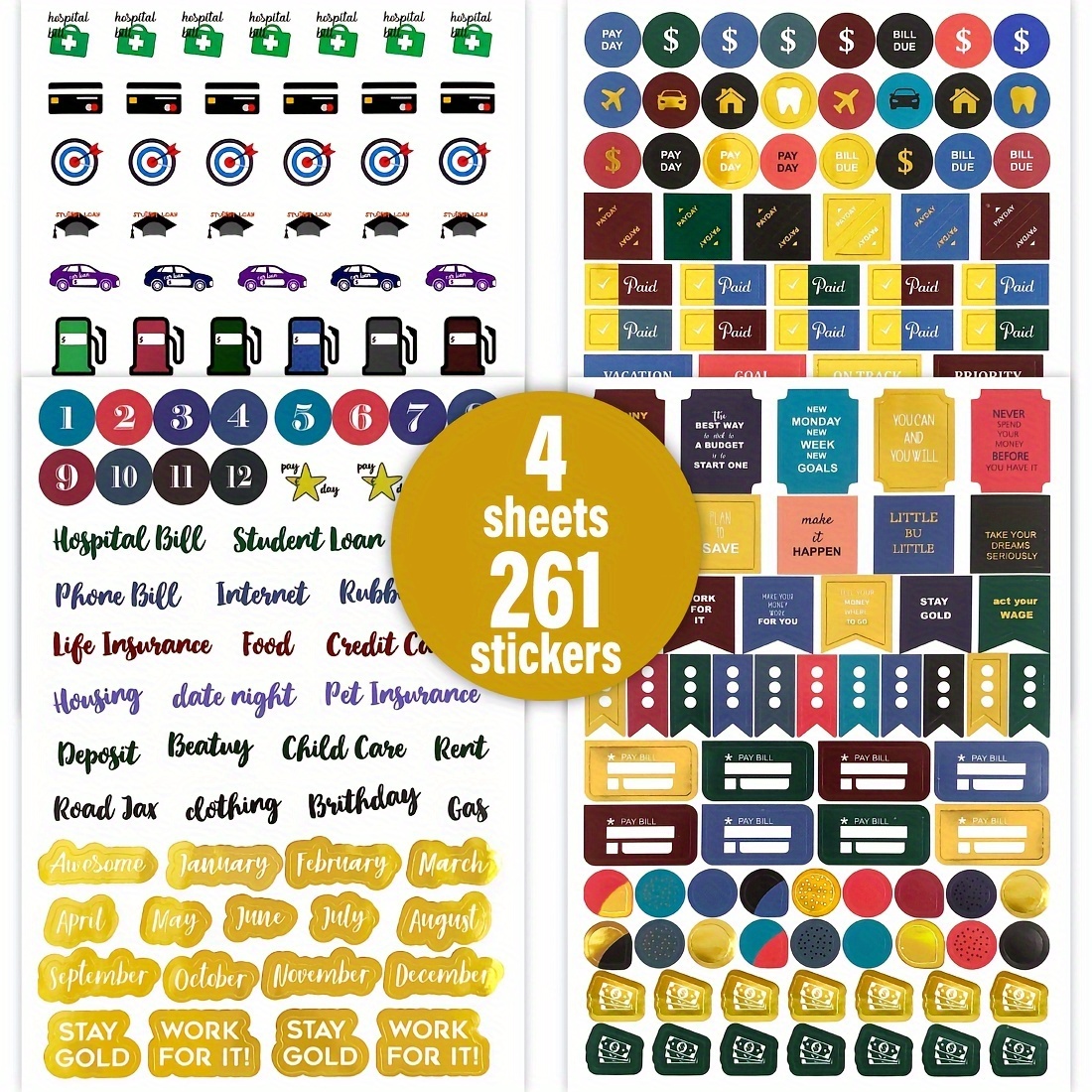 Budget Planner Stickers 2023 4 Sheets 261 Budget Stickers - Temu