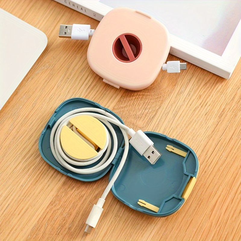 2pcs Retractable Cable Management Charging Cord Organizer Phone Cord Holder  Retractable Cable Reels Small Case For USB Cable Headset Cord Mouse Wire C