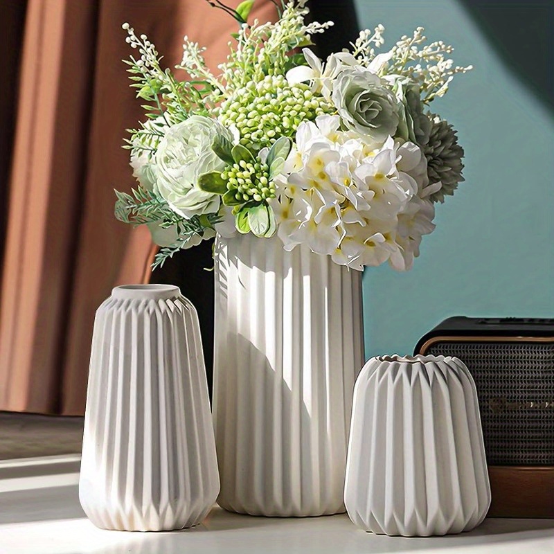 Ceramic Vase Set of 3, Small Ceramic Flower Vase, Modern Boho Farmhouse  Home Decor, Decorative vase for Decor Wedding Home Visit, Living Room-Beige