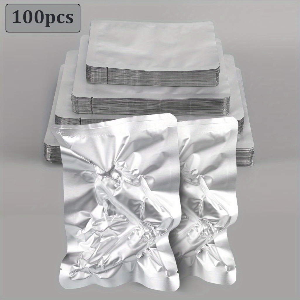 Silver/Clear Open Top Aluminum Foil Packaging Bags Heat Seal Vacuum Food  Pouches
