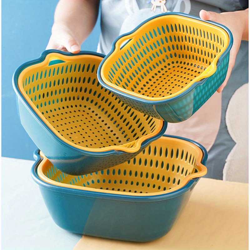 Dropship 6pcs Household Drain Basket Set; Plastic Double Layered