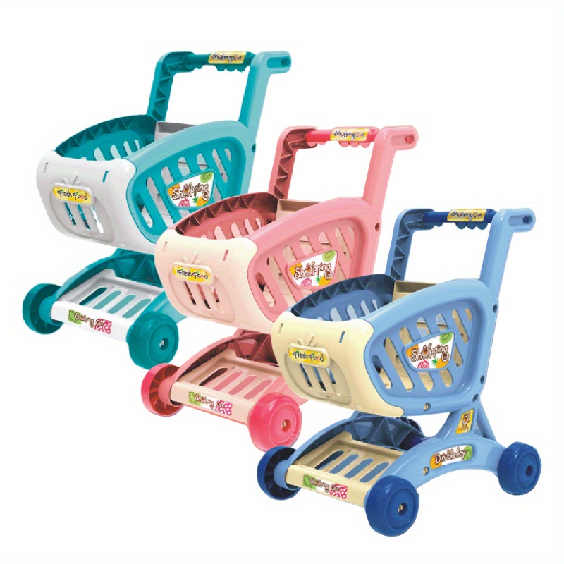 Carrito de compras de juguetes para niños, carrito de comestibles de  juguete para niños pequeños de 3 años en adelante, carrito de compras  plegable