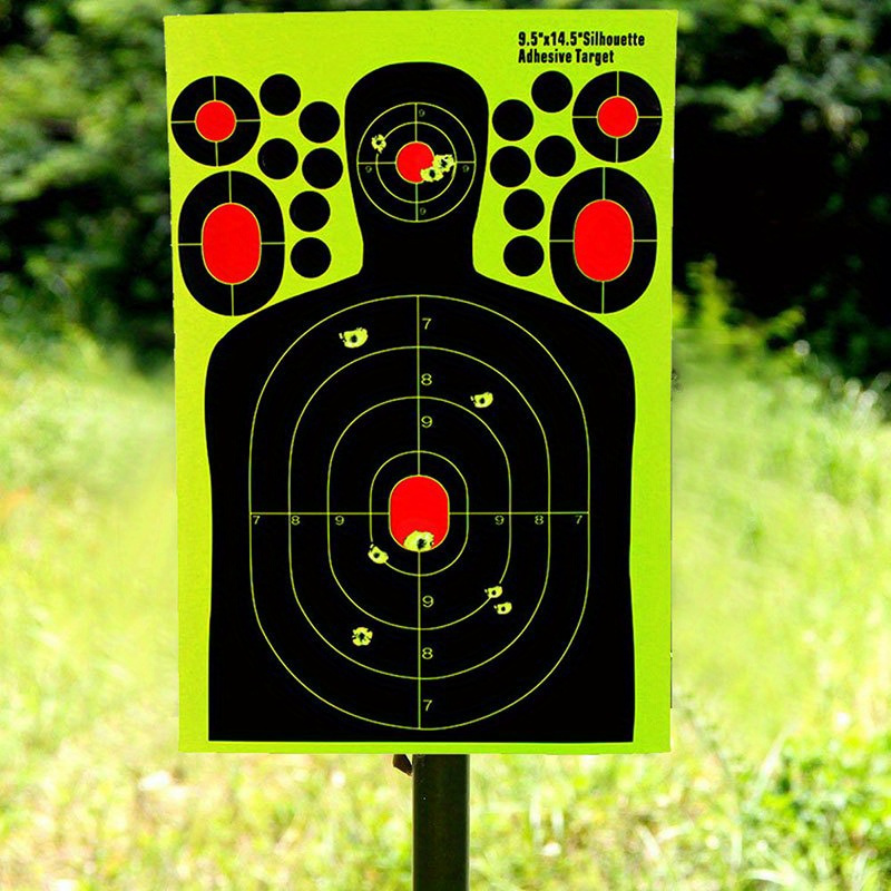 14.5-Inch Human Silhouette Shooting Targets Available in Packs of 5, 10, 20, Or 30, Featuring Reactive Splatter And Fluorescent Paper for Shooting Practice.