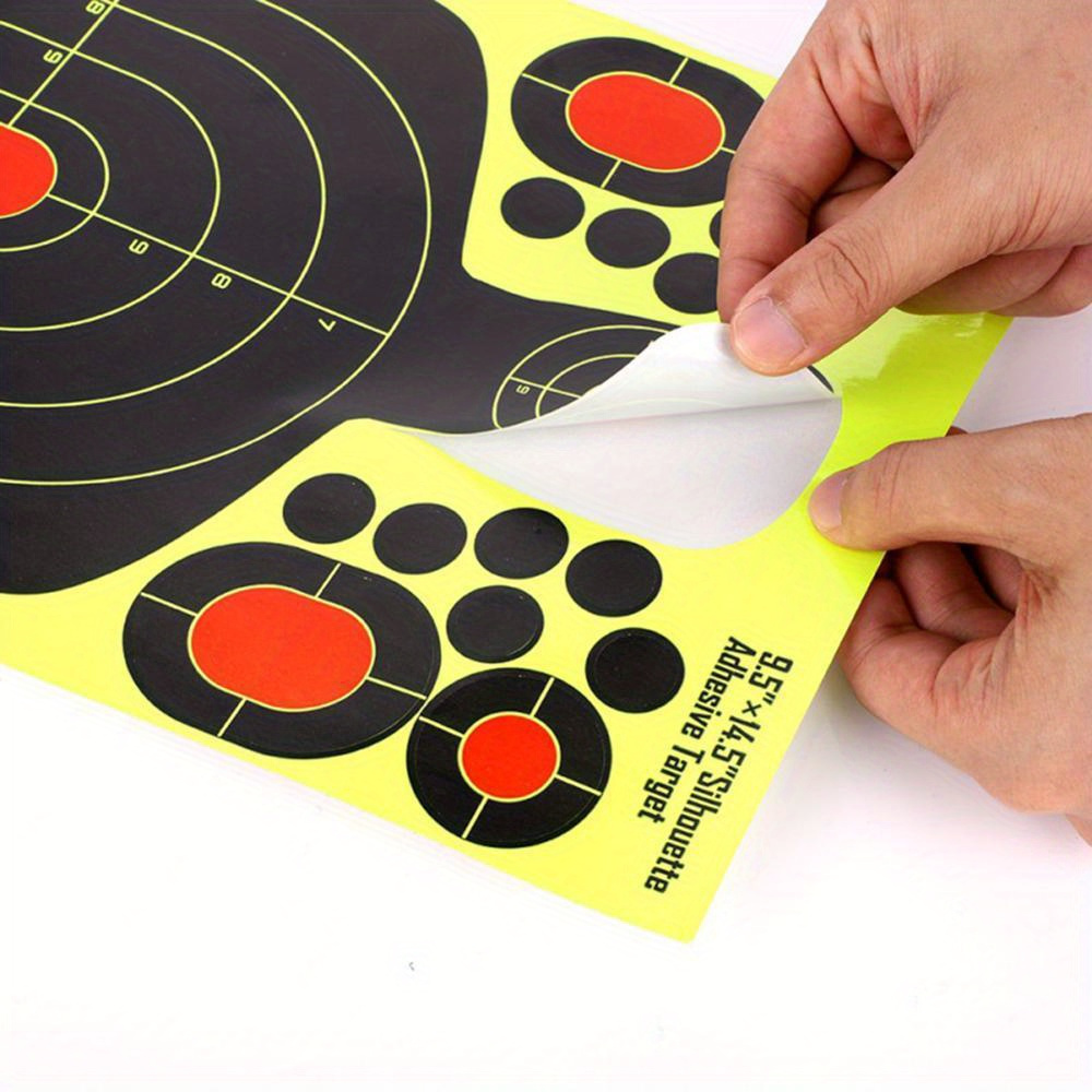 14.5-Inch Human Silhouette Shooting Targets Available in Packs of 5, 10, 20, Or 30, Featuring Reactive Splatter And Fluorescent Paper for Shooting Practice.