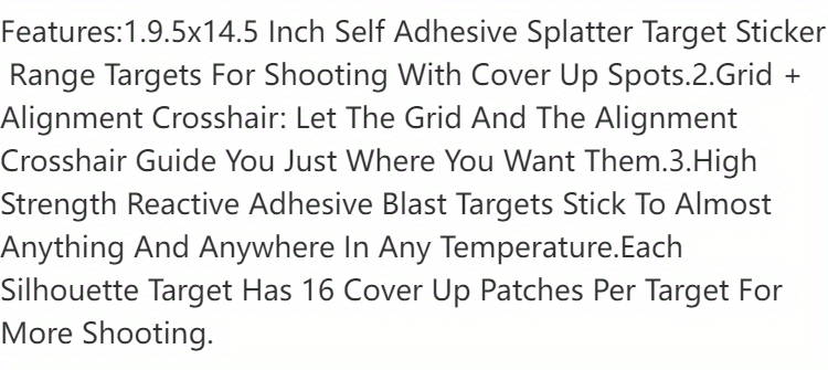 14.5-Inch Human Silhouette Shooting Targets Available in Packs of 5, 10, 20, Or 30, Featuring Reactive Splatter And Fluorescent Paper for Shooting Practice.