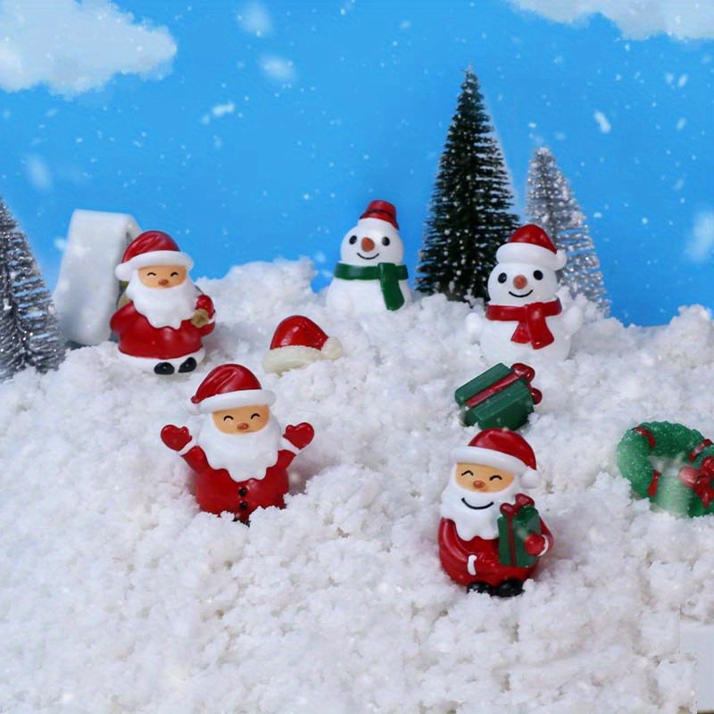 Christmas Decoration Santa Claus Snowman Mini Home Landscape Decoration  Snow Resin Craft Gift Mini Statue Accessories DIY