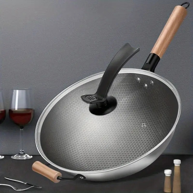 1pc, Household Stainless Steel Frying Pan, Non-stick Pan With Lid, For Gas  Stove And Magnetic Stove, Cookware, Kitchen Utensils, Kitchen Supplies, Kit