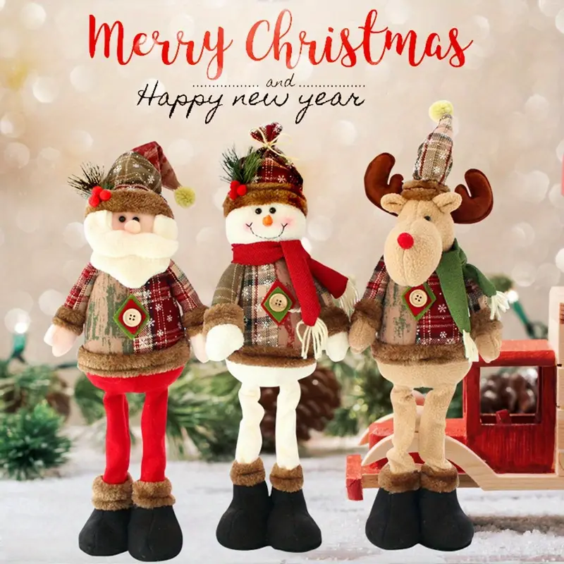 1pc 3pcs christmas dolls tree decor new year ornament reindeer snowman santa claus standing doll navidad decoration merry christmas details 0