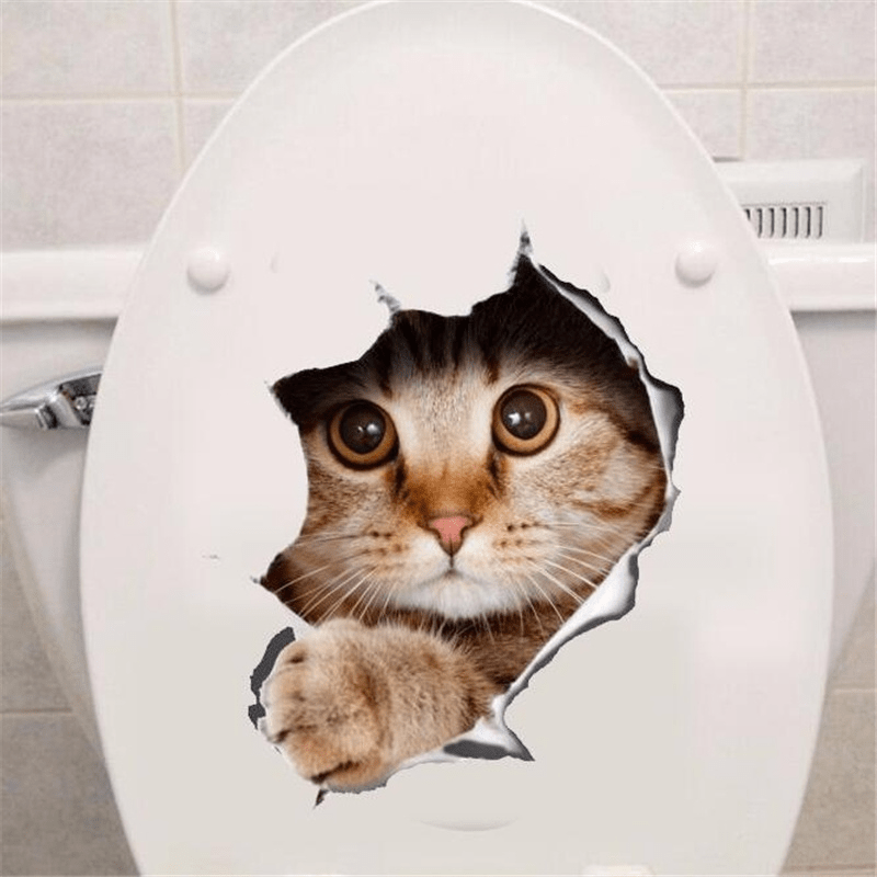 Affiche chat aux toilettes, Déco Murale WC