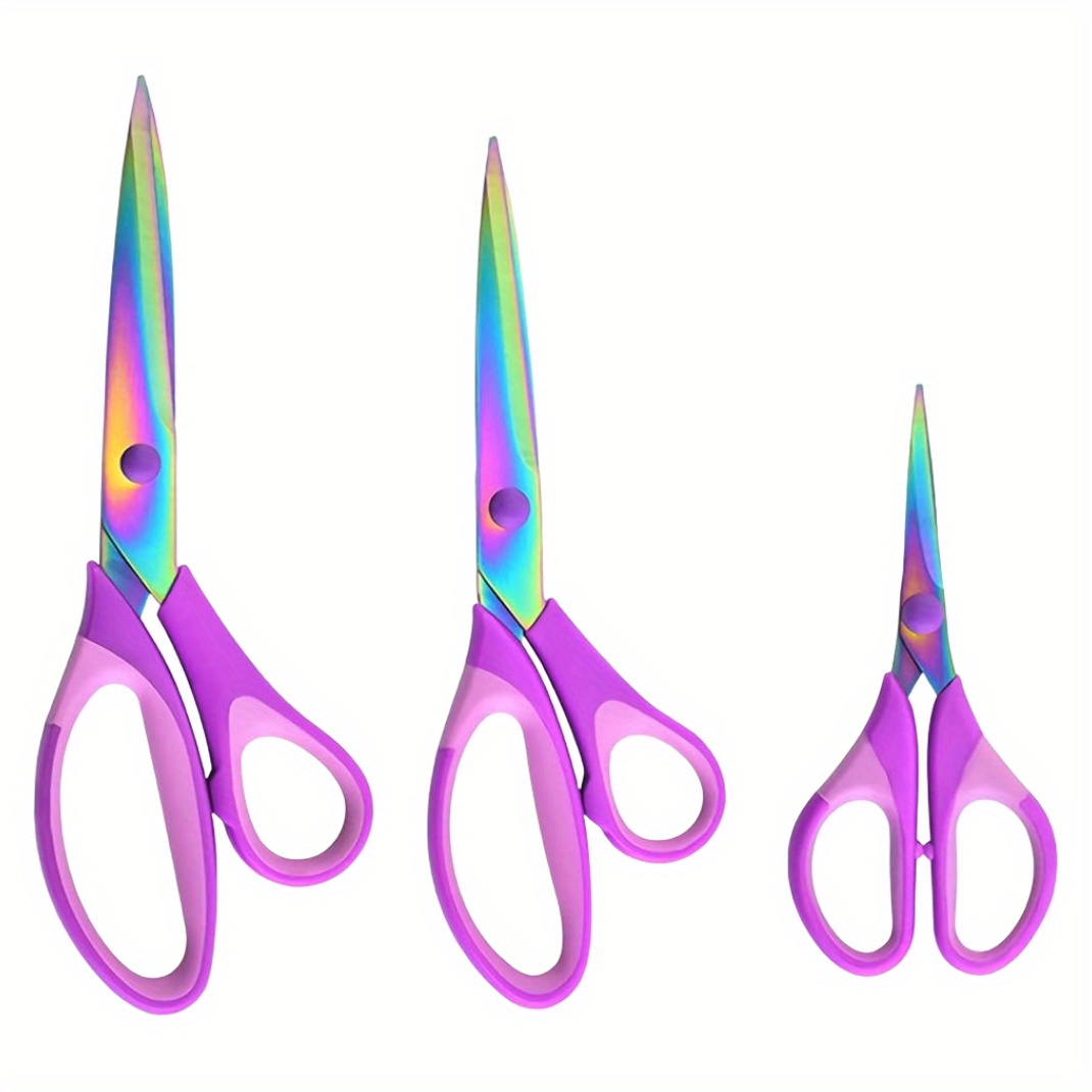 SCAIKTIG Craft Scissors Set of 3 Pack, All Purpose Sharp Titanium Blades Shears Rubber Soft Grip Handle, Multipurpose Fabric Scissors Too