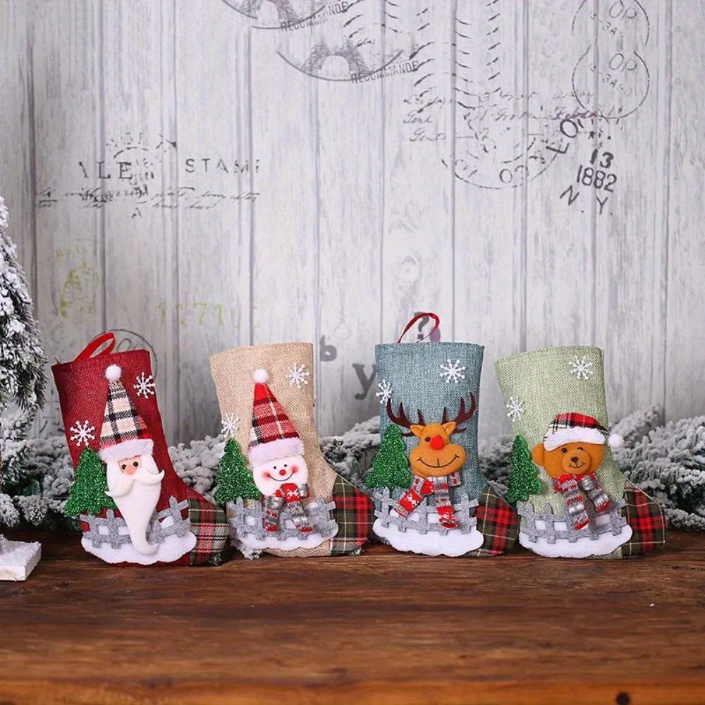 Calcetines de Navidad familia divertido diseño de dibujos animados