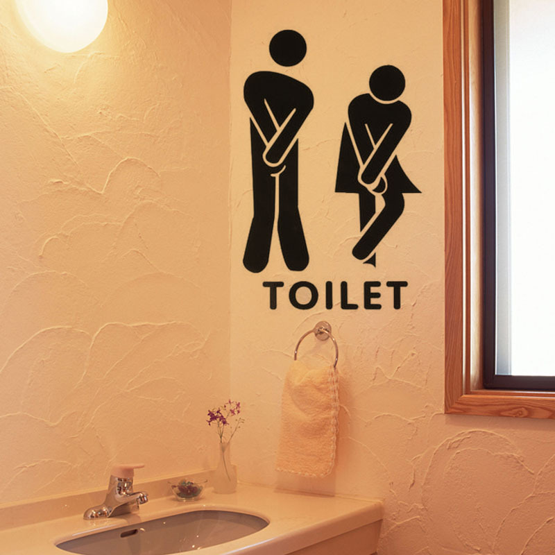 Adesivo in vinile per il bagno, decalcomania per porta della toilette,  adesivi per porte, adesivi per porta della toilette moderna e minimalista,  cartelli unisex maschili e femminili -  Italia