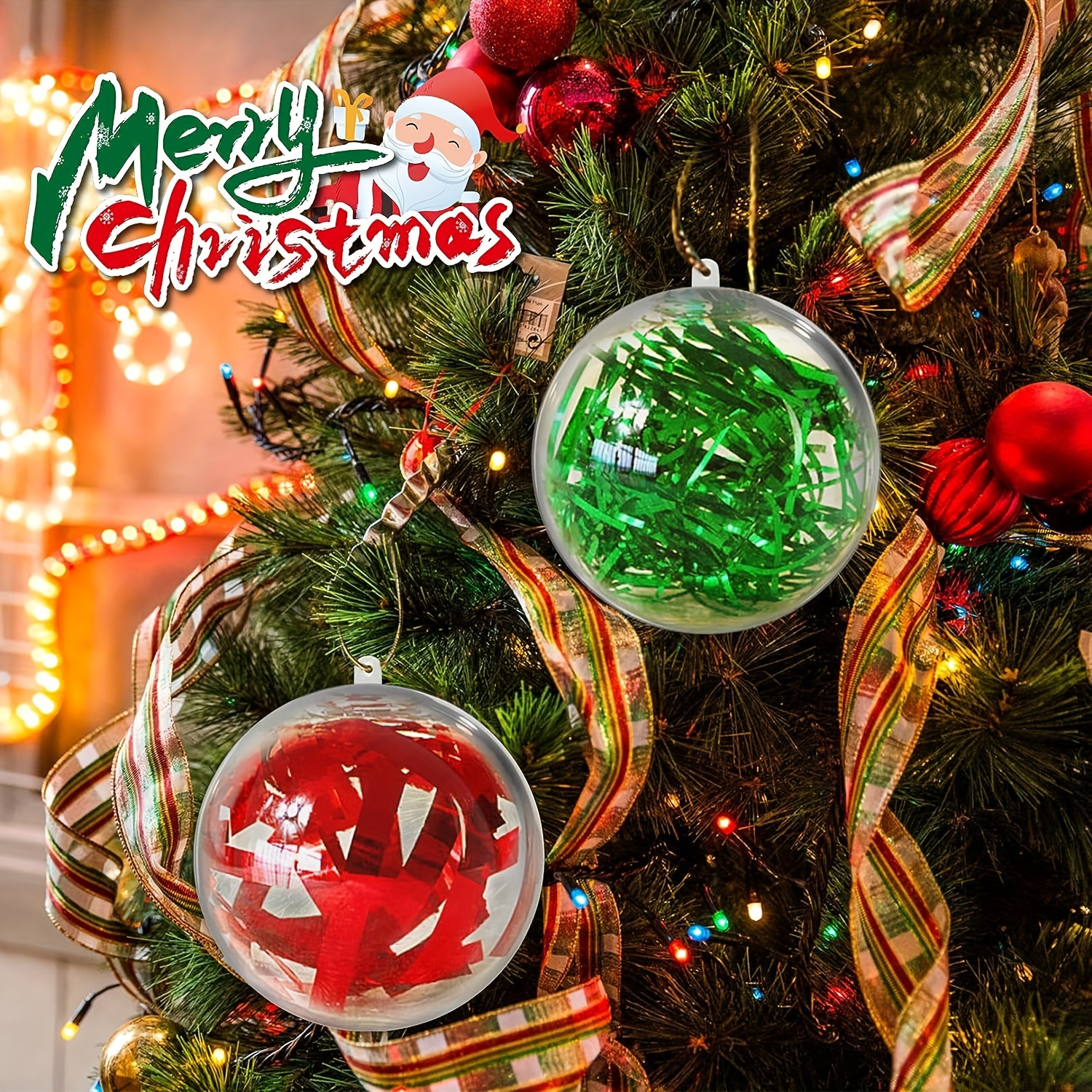 10-Pack 3.14 Clear Plastic Fillable Shatterproof Christmas Tree Ball  Ornaments for Holiday Decor