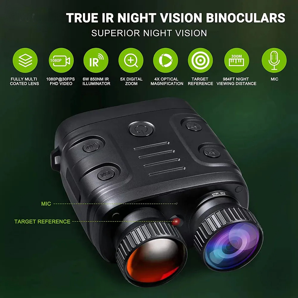 Vision nocturne, NVG10 Casque Vision Nocturne Monoculaire Militaire WiFi  1080P Tactique Vision Nocturne Vert IP66 Numérique Zoom Lunettes Dispositif  De Chasse pour la chasse dans les ténèbres (Color : : High-tech
