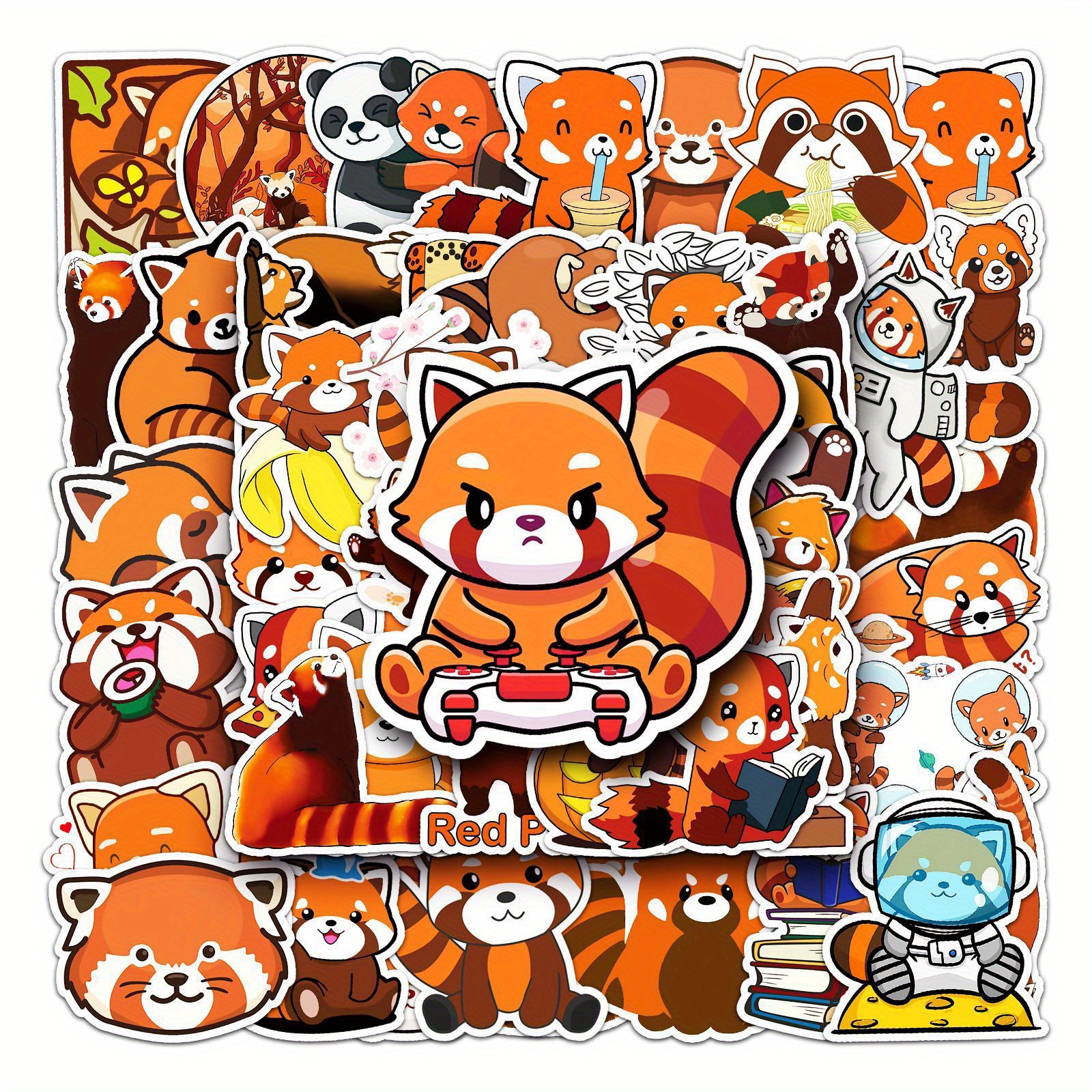 50pcs Red Panda Sticker Cute Cartoon Graffiti Waterproof Stickers  Decoration Stickers Anime Stickers Cute Animal Cartoon Fashion Love  Graffiti Waterpr