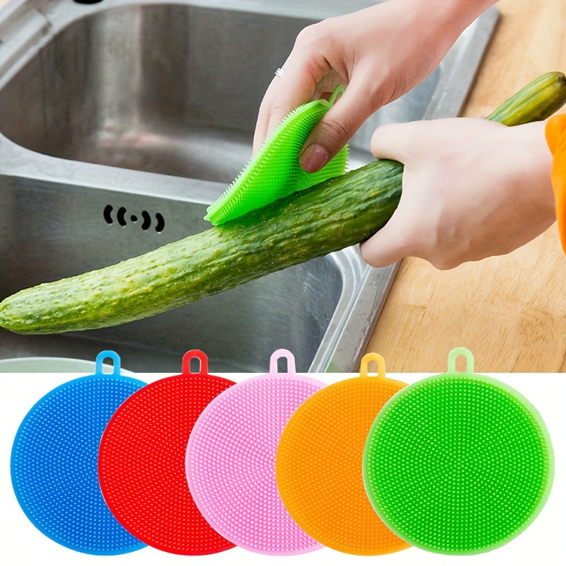 Silicone Dishwashing Scrubber, Durable Dishwashing Brush, Reusable  Double-sided Kitchen Pot Washing Scrub Brush, Multifunctional Scouring Pad,  Cleaning Supplies, Cleaning Tool, Back To School Supplies - Temu