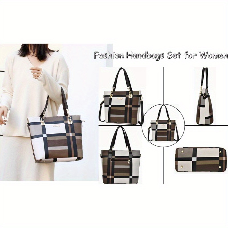 6 piezas de bolsos de mano para mujer, bolso de hombro, bolsos de cuero,  bolso de mano con asa superior, bolso cruzado, cartera de mano