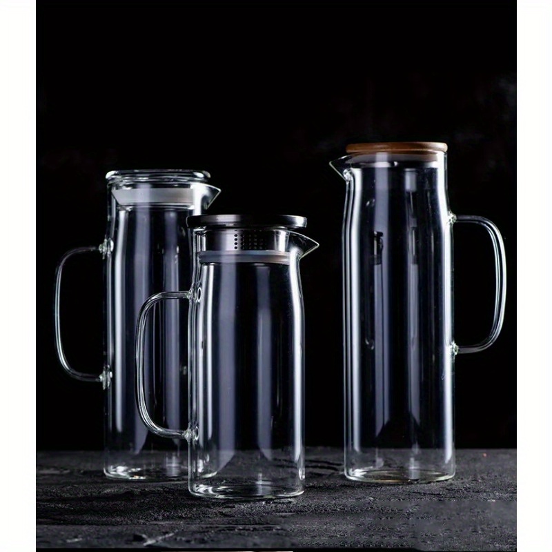 Glass Pitcher with Bamboo Lid / High Borosilicate Jugs with Handle