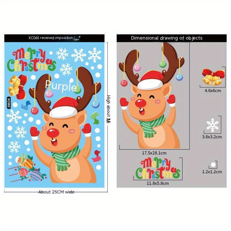 2024 New Christmas Decoration Snow Stickers Santa Claus Elk - Temu